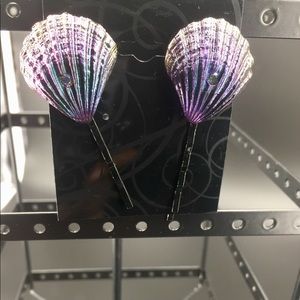 Purple and Gold seashell bobby pins